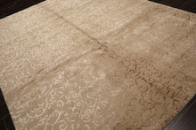 8x10 Beige, Taupe, Color Hand Knotted Tibetan Wool & Bamboo Silk Transitional Oriental Rug