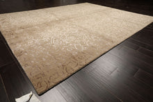 8x10 Beige, Taupe, Color Hand Knotted Tibetan Wool & Bamboo Silk Transitional Oriental Rug