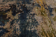 8x10 Beige, Blue, Gold Color Hand Knotted Sherpa Wool and Silk Modern Oriental Rug