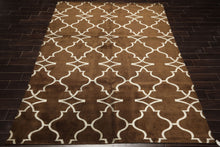8x10 Brown, Silver, Color Hand Loomed Tibetan Wool & Bamboo Silk Transitional Oriental Rug