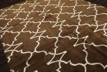 8x10 Brown, Silver, Color Hand Loomed Tibetan Wool & Bamboo Silk Transitional Oriental Rug