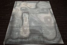 8x10 Gray, Ivory, Slate Color Hand Knotted Sherpa Wool and Silk Modern Oriental Rug