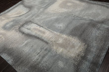 8x10 Gray, Ivory, Slate Color Hand Knotted Sherpa Wool and Silk Modern Oriental Rug
