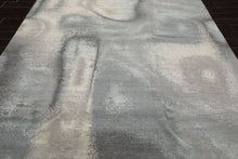 8x10 Gray, Ivory, Slate Color Hand Knotted Sherpa Wool and Silk Modern Oriental Rug