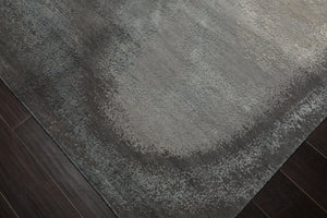 8x10 Gray, Ivory, Slate Color Hand Knotted Sherpa Wool and Silk Modern Oriental Rug