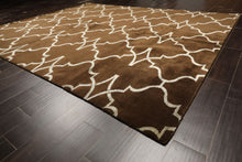 8x10 Brown, Silver, Color Hand Loomed Tibetan Wool & Bamboo Silk Transitional Oriental Rug