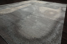 8x10 Gray, Ivory, Slate Color Hand Knotted Sherpa Wool and Silk Modern Oriental Rug