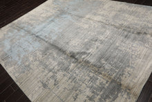 8x10 Beige, Gray, Aqua Color Hand Loomed Sherpa Wool and Bamboo Silk Modern Oriental Rug