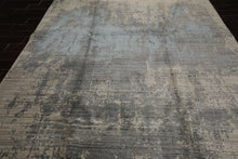 8x10 Beige, Gray, Aqua Color Hand Loomed Sherpa Wool and Bamboo Silk Modern Oriental Rug