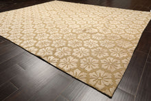 8x10 Tone on Tone Beige, , Color Hand Loomed Tibetan Wool & Bamboo Silk Transitional Oriental Rug