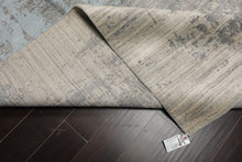 8x10 Beige, Gray, Aqua Color Hand Loomed Sherpa Wool and Bamboo Silk Modern Oriental Rug
