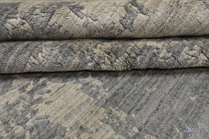 8x10 Beige, Gray, Aqua Color Hand Loomed Sherpa Wool and Bamboo Silk Modern Oriental Rug