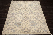 8x10 Ivory, Gray, Taupe Color Hand Knotted Oushak Wool Transitional Oriental Rug