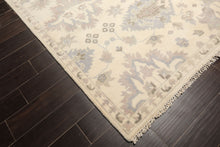 8x10 Ivory, Gray, Taupe Color Hand Knotted Oushak Wool Transitional Oriental Rug