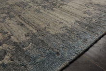 8x10 Beige, Gray, Aqua Color Hand Loomed Sherpa Wool and Bamboo Silk Modern Oriental Rug