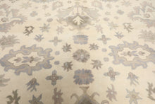 8x10 Ivory, Gray, Taupe Color Hand Knotted Oushak Wool Transitional Oriental Rug