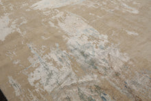 9x12 Beige, Tan, Blue Color Hand Knotted Sherpa Wool and Silk Modern Oriental Rug