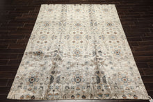 8x10 Gray, Aqua, Tan Color Hand Knotted Oushak 100% Bamboo Silk Transitional Oriental Rug