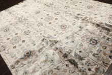 8x10 Gray, Aqua, Tan Color Hand Knotted Oushak 100% Bamboo Silk Transitional Oriental Rug