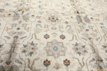 8x10 Gray, Aqua, Tan Color Hand Knotted Oushak 100% Bamboo Silk Transitional Oriental Rug
