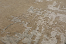 9x12 Beige, Tan, Blue Color Hand Knotted Sherpa Wool and Silk Modern Oriental Rug