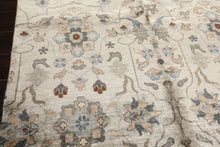 8x10 Gray, Aqua, Tan Color Hand Knotted Oushak 100% Bamboo Silk Transitional Oriental Rug