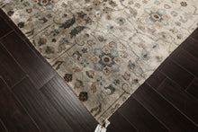 8x10 Gray, Aqua, Tan Color Hand Knotted Oushak 100% Bamboo Silk Transitional Oriental Rug