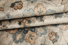 8x10 Gray, Aqua, Tan Color Hand Knotted Oushak 100% Bamboo Silk Transitional Oriental Rug