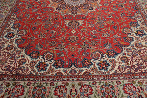 10x14 Burnt Orange, Ivory Hand Knotted Wool Authentic Tabrizz Persian Oriental Area Rug - Oriental Rug Of Houston
