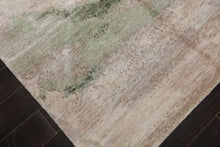 8x10 Taupe, Beige, Ivory Color Hand Knotted Sherpa Wool and Silk Modern Oriental Rug