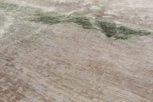 8x10 Taupe, Beige, Ivory Color Hand Knotted Sherpa Wool and Silk Modern Oriental Rug