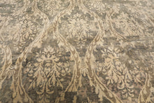 8' Square Beige, Gray, Taupe Color Hand Knotted Tibetan Wool Transitional Oriental Rug