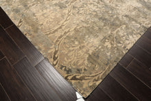 8' Square Beige, Gray, Taupe Color Hand Knotted Tibetan Wool Transitional Oriental Rug