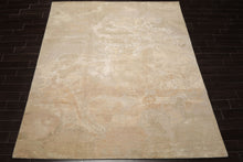 8x10 Beige, Tan, Muted Earth Tones Color Hand Knotted Sherpa Wool and Silk Modern Oriental Rug