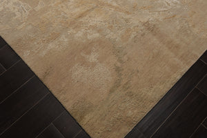 8x10 Beige, Tan, Muted Earth Tones Color Hand Knotted Sherpa Wool and Silk Modern Oriental Rug
