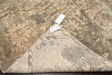 8' Square Beige, Gray, Taupe Color Hand Knotted Tibetan Wool Transitional Oriental Rug