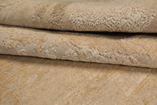 8x10 Beige, Tan, Muted Earth Tones Color Hand Knotted Sherpa Wool and Silk Modern Oriental Rug