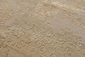 8x10 Beige, Tan, Muted Earth Tones Color Hand Knotted Sherpa Wool and Silk Modern Oriental Rug