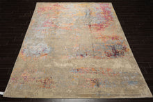 9x12 Beige, Blue, Gray Color Hand Knotted Sherpa Wool and Silk Modern Oriental Rug