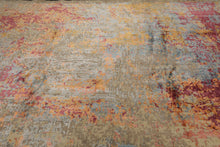 9x12 Beige, Blue, Gray Color Hand Knotted Sherpa Wool and Silk Modern Oriental Rug