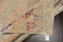 9x12 Beige, Blue, Gray Color Hand Knotted Sherpa Wool and Silk Modern Oriental Rug