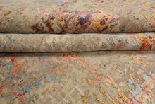 9x12 Beige, Blue, Gray Color Hand Knotted Sherpa Wool and Silk Modern Oriental Rug