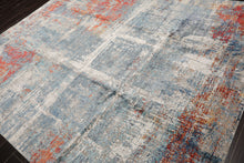 8x10 Ivory, Slate, Burnt Orange Color Hand Knotted Sherpa Wool and Silk Modern Oriental Rug