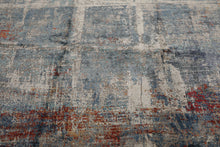 8x10 Ivory, Slate, Burnt Orange Color Hand Knotted Sherpa Wool and Silk Modern Oriental Rug