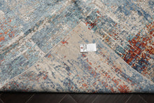 8x10 Ivory, Slate, Burnt Orange Color Hand Knotted Sherpa Wool and Silk Modern Oriental Rug