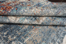 8x10 Ivory, Slate, Burnt Orange Color Hand Knotted Sherpa Wool and Silk Modern Oriental Rug