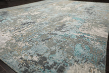 9x12 Gray, Beige, Aqua Color Hand Knotted Sherpa Wool and Silk Modern Oriental Rug