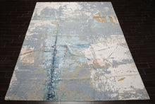 9x12 Blue, Beige, Ivory Color Hand Knotted Sherpa Wool and Silk Modern Oriental Rug