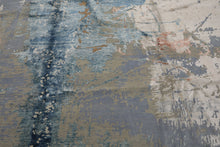 9x12 Blue, Beige, Ivory Color Hand Knotted Sherpa Wool and Silk Modern Oriental Rug