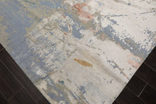 9x12 Blue, Beige, Ivory Color Hand Knotted Sherpa Wool and Silk Modern Oriental Rug